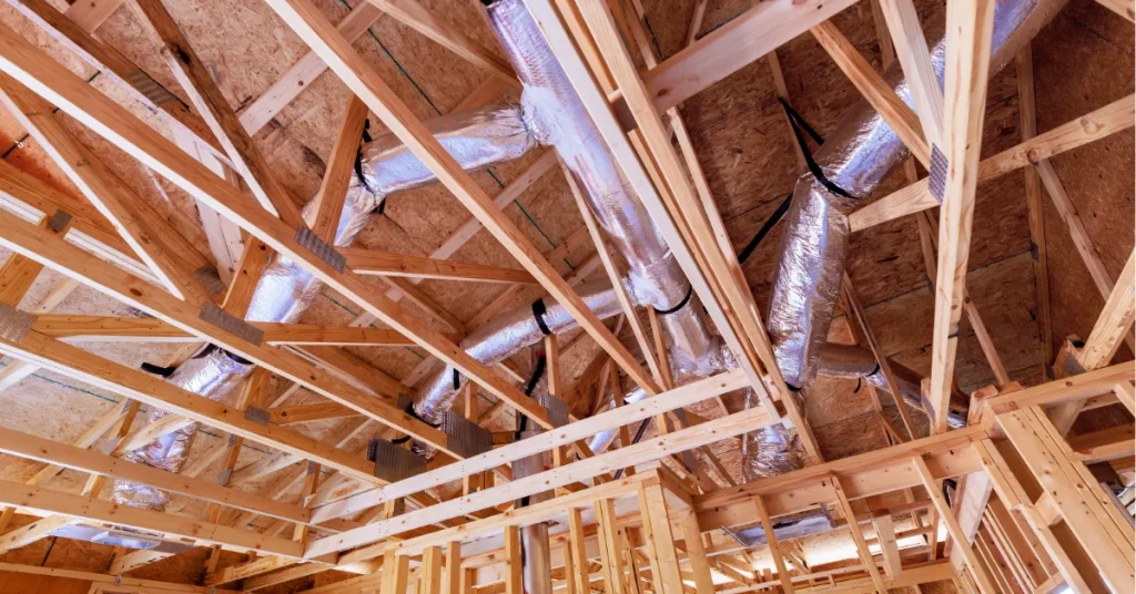 Flexible residential ductwork system installed in home showing modern HVAC air distribution configuration