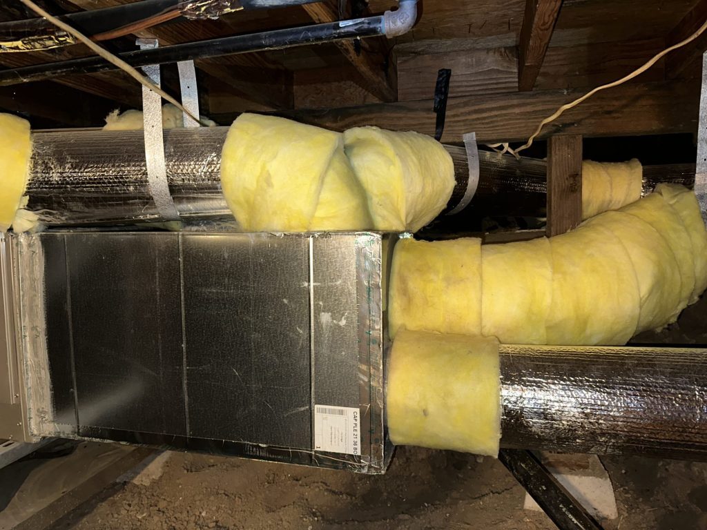 Hard Metal Duct Installation Crawl Space
