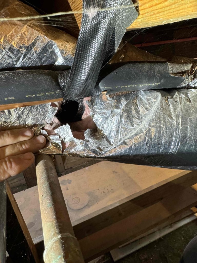 Damaged Old Ducts in Crawl Space