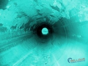 View inside a sewer line during a professional sewer inspection.