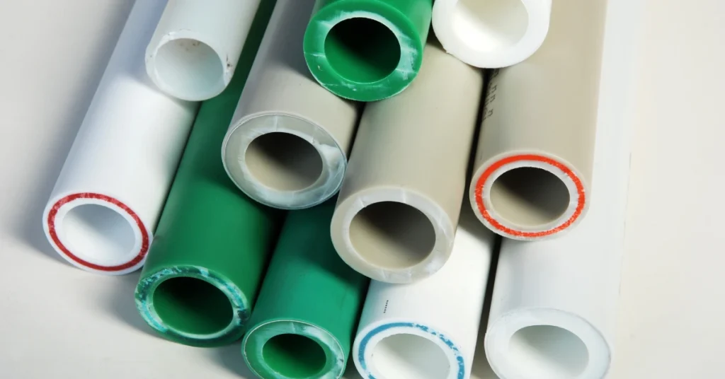 Close-up of PEX piping materials used for modern plumbing and repiping services.