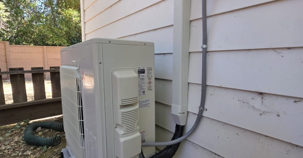 Side View of Installed Mitsubishi Ducted Heat Pump/Air Handler