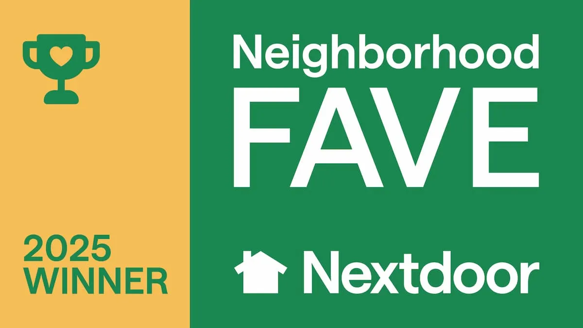 Nextdoor Neighborhood Fave Award graphic with a trophy icon.